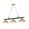 Z-Lite Cordon 3 Light Billiard, Matte Black & Rubbed Brass 2306-3MB-RB-RB15 - alternate 1